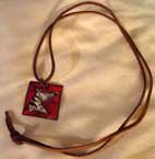 Copper-enamel horse necklace